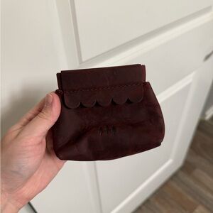Portland Leather Burgundy Scallop-Edge Leather Coin Pouch